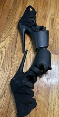 Sapato plataforma Flamingo 800-24 alça elástica 8" salto preto tamanho 6 tornozelo bota - Imagem 1 de 4