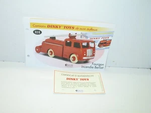 1 Ficha + Certif. Dinky Toys Atlas Repro Ref 32E, Camioneta Berliet de Bomberos - Imagen 1 de 1