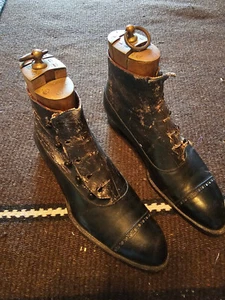 Antique 1890s Victorian Leather Button Boots 'Robert Whyte' New York City - Picture 1 of 13