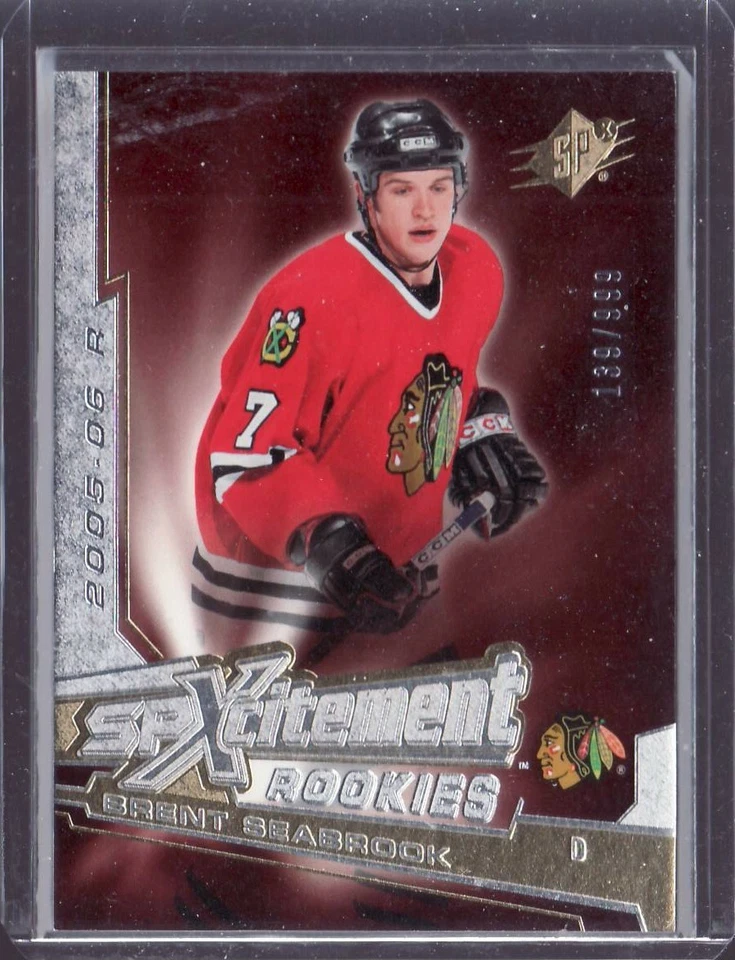 2005-06 BRENT SEABROOK SPXCITEMENT ROOKIE CARD BLACKHAWKS 139/999 - Image 1 of 2