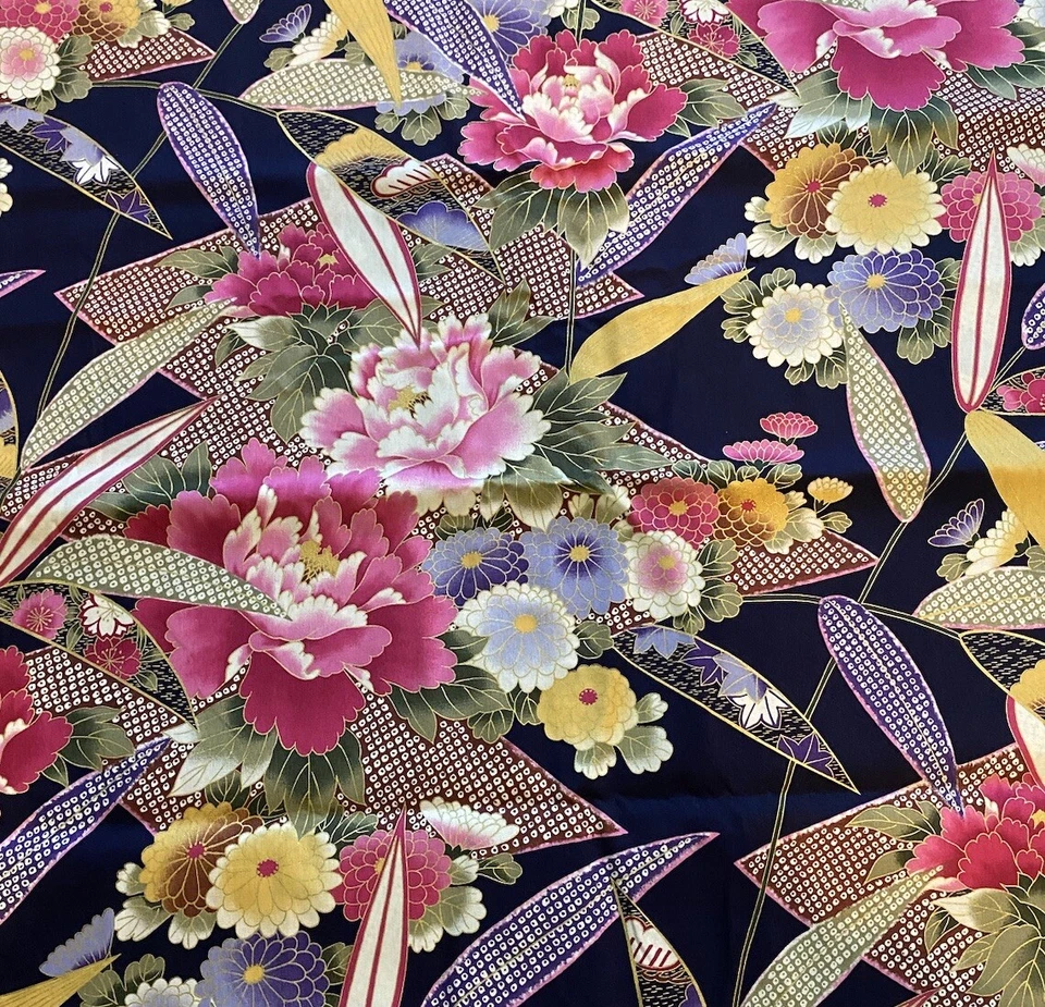 "Tela vintage Kona Bay rosa brillante y flores coloridas 45"" de ancho x por comprar" Foto 1 de 3