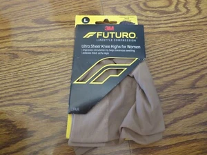 1 Pair Futuro Compression Ultra Sheer Knee Highs Women Large Nude Mild 71015EN - Picture 1 of 4