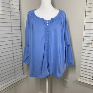 Blusa suave azul cielo French Laundry para mujer talla X-grande suave encaje boho - Imagen 1 de 8
