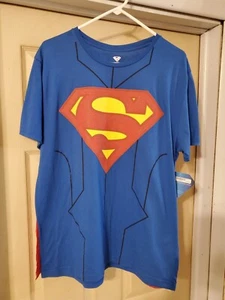 Superman - DC Comics - Bioworld - Blue/Red T-shirt with Cape - Men's Size L - Picture 1 of 10