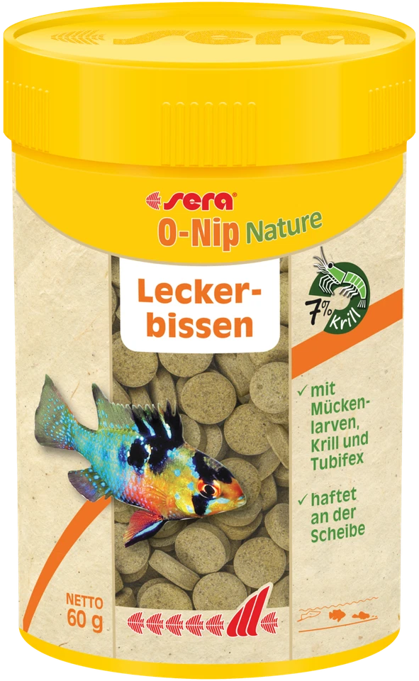 Sera O-nip Nature 100ml - 100 Futtertabletten mit Leckerbissen Welstabletten - Bild 1 von 1