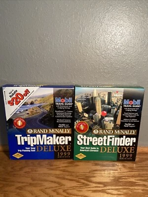 Rand McNally TripMaker & StreetFinder Deluxe 1999 PC Big Box Win 95/98 New Seal - Image 1 of 4