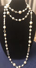 🆕WHITE HOUSE BLACK Art Deco Silver Faux Pearls, Crystal 3 Tier Necklace-NWOT!
