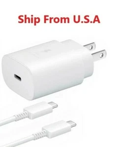25w Type USB-C Super Fast Wall Charger+ 3FT Cable For Samsung Galaxy S20 Note 20 - Picture 1 of 6