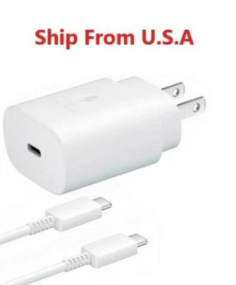 25w Type USB-C Super Fast Wall Charger+ 3FT Cable For Samsung Galaxy S20 Note 20 - Image 1 of 4