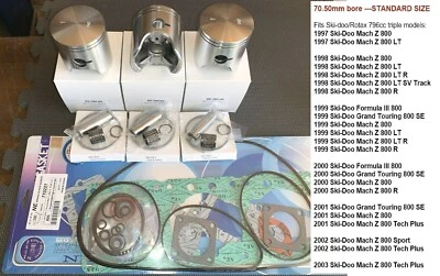 1997-00 01 02 03 Ski-doo 800 Formula III_Mach Z_Grand Touring Piston/Gasket KIT - Image 1 of 3