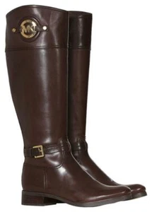 BOTAS DE MONTAR MICHAEL KORS STOCKARD GOLD MK LOGO CAFÉ OSCURO EE. UU. 6,5 ME ENCANTAN LOS ZAPATOS - Imagen 1 de 9