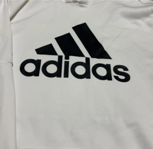 Adidas Boys' White Long Sleeve Cotton Jersey Hooded Shirt - Picture 1 of 1
