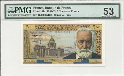 FRANCE	P141a	5	FRANC	1965	PMG	53	VICTOR HUGO	FAYETTE 56.20 - Image 1 of 2