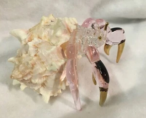 Hermit Crab Hand Blown Glass in Real Shell Figurine - Picture 1 of 16