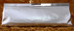 NWT KATE LANDRY METALLIC SILVER PYTHON SLIM EVENING BAG PHONE CLUTCH W CHAIN $50 - Picture 1 of 4