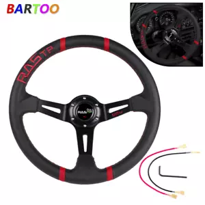 Volante deportivo 13" RASTP Dish Drifting superficie de aluminio carreras negro - Imagen 1 de 7