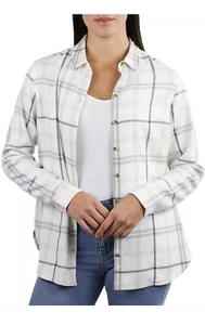 Women's Size XXL Jachs Girlfriend Super Soft Feel Flannel Shirt White - Picture 1 of 4