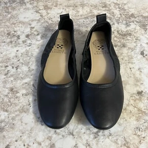 Vince Camuto Ballet Flats Womens 7.5 Black Slip On Dress Casual Stretch Sides - Picture 1 of 11