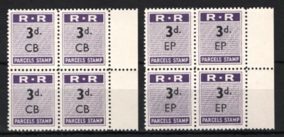 Parcelas RHODESIA RAILWAYS 2 bloques de 4 sobreimpresiones 3d CB & EP como nuevas UMM SS4586 Foto 1 de 4