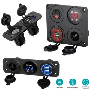 12V Car Charger Socket Dual USB Port LED Display Cigarette Ligher Outlet Adapter - Picture 1 of 27