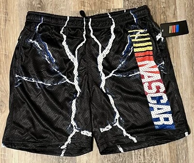 Pantalones Cortos NASCAR Racing Gráficos Thunderbolt Malla Negros con Licencia Para Hombres Talla Grande Foto 1 de 4