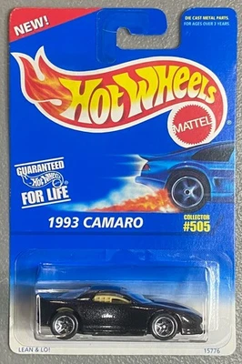 Hot Wheels No. 1996 Camaro 505 negro con interior bronceado 1993 con canal 5SP’s LEAN & LO! Foto 1 de 4