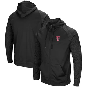Hombre Coliseo Negro Texas Tech Rojo Raiders Blackout 3.0 Tonal Raglán Cremallera Completa - Imagen 1 de 3