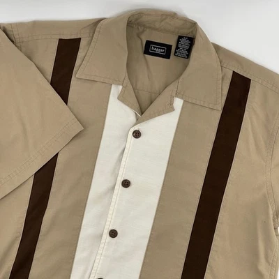 Camisa abotonada manga corta Haggar para hombre talla S P color bloque rayas Foto 1 de 4