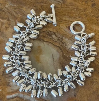 70 BULLETS Charm Bracelet HOB MEXICO STERLING 90 Grams 8.75 In 20 mm RARE NEW - Image 1 of 4