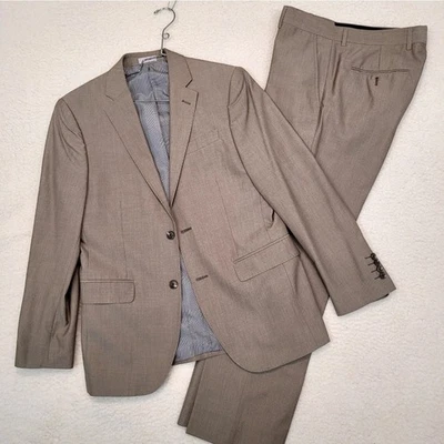 JF Ferrar Classic 2-Piece Suit Mens Slim Fit Khaki Brown 38S 32x30 - 32/29  - Image 1 of 4