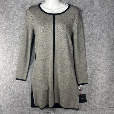 Cynthia Rowley Size Small Gray/Black Pullover Sweater Dress 100% Merino Wool - Image 1 of 4