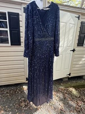 Mac Duggal Navy Sequin Gown 24w. Work once. Beautiful Gown! - Image 1 of 2