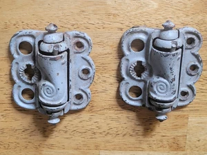 Antique Cast Iron Spring Loaded Screen Door Hinge Hardware Set - Picture 1 of 4