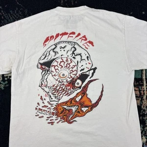Spitfire Nasty Neckface Shirt Mens Medium White Graphic Print Short Sleeve READ! - Picture 1 of 12