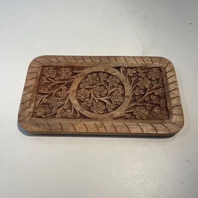 Creative Co Op 10” L  x 6” W Hand Carved Mango Wood Tray  - Image 1 of 4