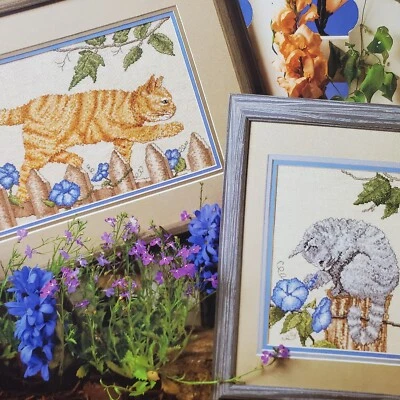 True Colors Cat Walk Kitty Garden Flower Fence Angela Deakins Cross Stitch Chart - Image 1 of 3