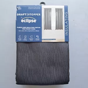 1pc 42"x63" Draft Stopper Fleece Lined Curtain Rod Pocket Panel Black - Eclipse - Picture 1 of 7