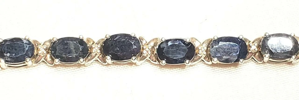 New .925 Sterling Silver Onyx And Diamond Tennis Bracelet - NWOT - Great Gift - Image 1 of 1