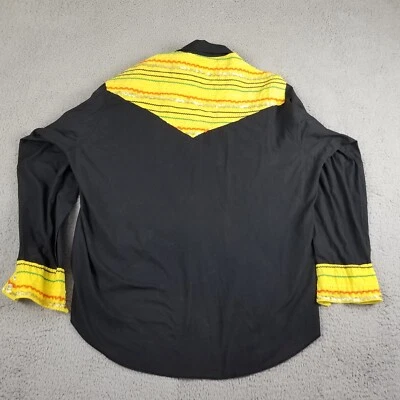 Camisa Rustler Western Vintage Rayas Perla-Snap XL Negra Amarilla Colas Largas Foto 1 de 4