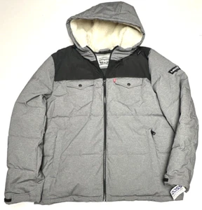 Levi's Mens Size XL Arctic Cloth Retro Bubble Puffer Jacket Gray Black LM9RP721 - Picture 1 of 4