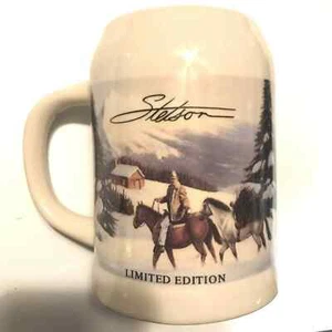VTG Stetson Mug Tankard Limited Edition Ceramic Beer Stein Winter Horses Cowboy - Picture 1 of 6