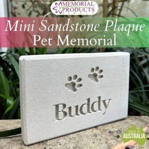 Mini Sandstone Pet Memorial Plaque Deeply Engraved - 10 Characters - Picture 1 of 16