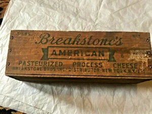 Vintage Breakstone's American Cheese 5 lbs Wood Box Crate Dairy Advertising  - Picture 1 of 7