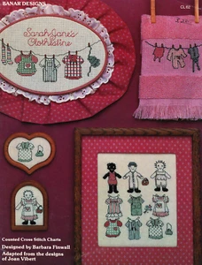 Joan Vibert "SARAH JANE'S CLOTHELINE" Doll Friends Kreuzstichmuster Broschüre - Bild 1 von 2