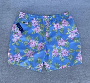 Polo Ralph Lauren Hawaiian Pastel Floral Lined Swim Trunks Blue Pink Men’s 2XB - Picture 1 of 10