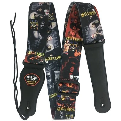 Guitar Strap RockYou with Leatherette Ends and Pick Holder - GUNS N' ROSES