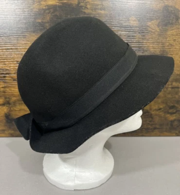 Black Cloche Bow Detail Womens Hat - Image 1 of 4