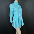 Shein Shirt S Womens Blue Acid Wash Long Sleeves Collared Pleated Buttons
