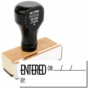 Large Entered On Rubber Stamp Size 7/8" Tall x 2-1/4" Wide - Picture 1 of 5