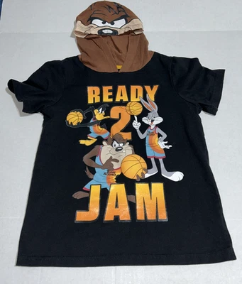 Space Jam Boys Size 8 Hooded T-Shirt Bugs Bunny Daffy Duck Graphic Tee - Image 1 of 4